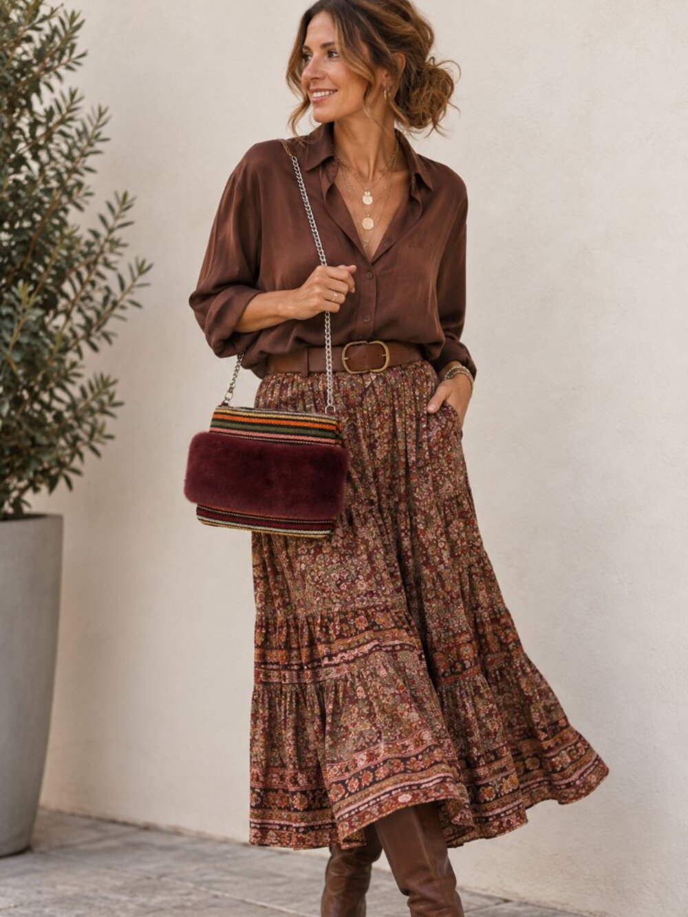 Boho Statement Style! America & Beyond Woven Handwarmer Crossbody Clutch